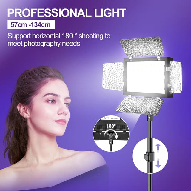 Detalle de EMART LED Video Light 2 Packs (dimmable) with diffuser, 9 colour filters and tripod