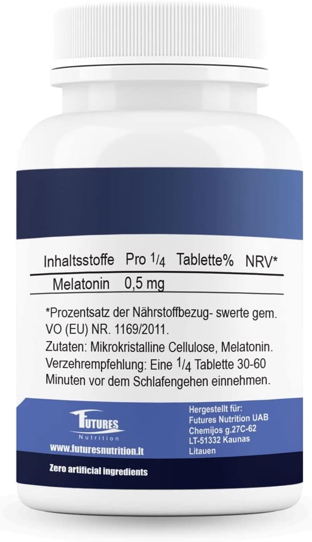 Detalle 2 de Melatonin Tabletten 0,5 mg von Futures Nutrition