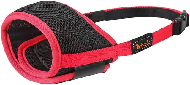 Detalle de HEELE Maulkorb für Hunde mit verstellbarer Schlaufe (L, Rot) – atmungsaktiv, gepolstert, sicher