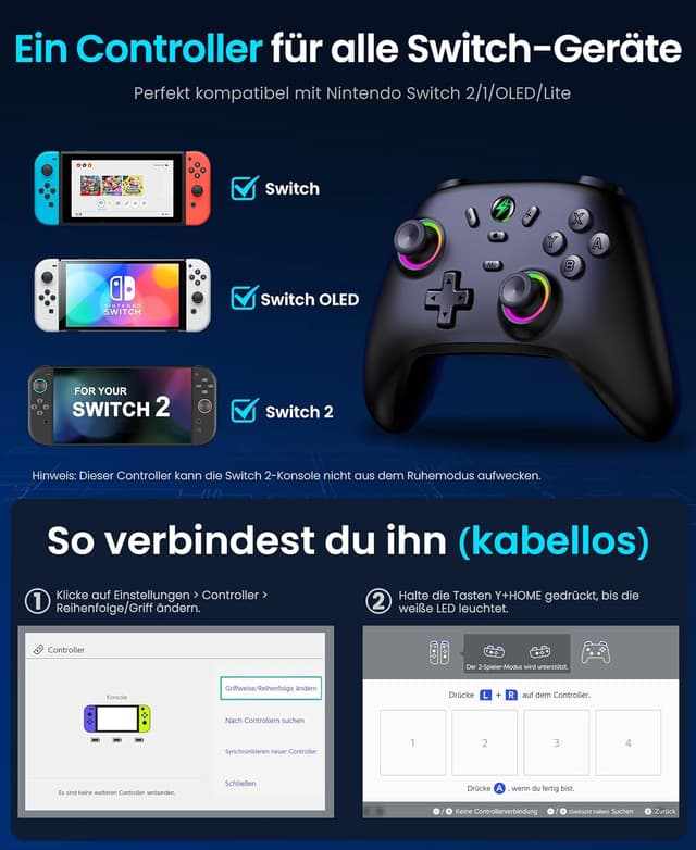 Detalle 2 de HELLCOOL Switch 2 Controller 15 Std Spieldauer