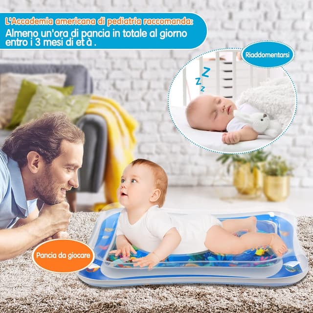 Detalle de Infinno tappetino gonfiabile per pancia con animali marini luminosi (3–24 mesi), portatile