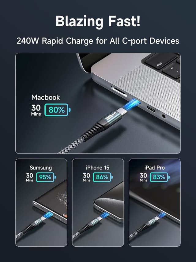 Detalle de ZKAPOR USB-C auf USB-C Kabel 30 cm
