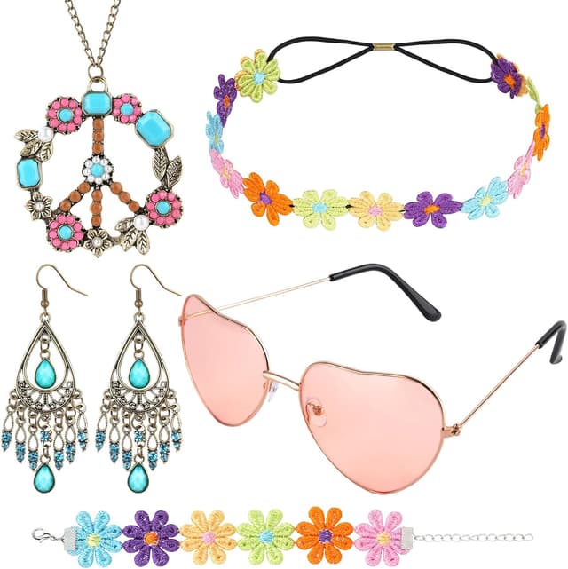 Imagen de AOOWU Conjunto disfraz hippie 5 piezas en OfertitasTOP