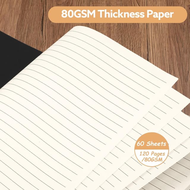 Detalle de Yafe 5-Pack A4 Spiral Notebooks (Kraft Cover, 60 Sheets/120 Pages) Lined Wirebound Journals