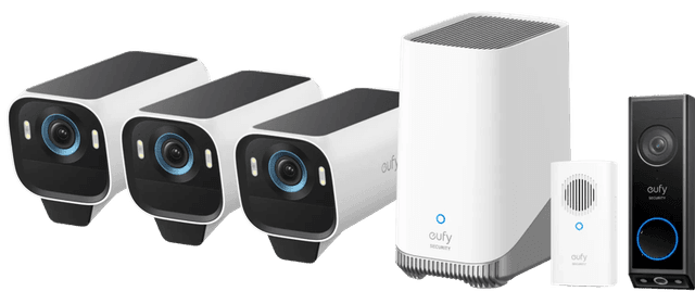 Imagen de eufy eufyCam S3 Pro 3er-Pack mit Video Doorbell E340 en OfertitasTOP