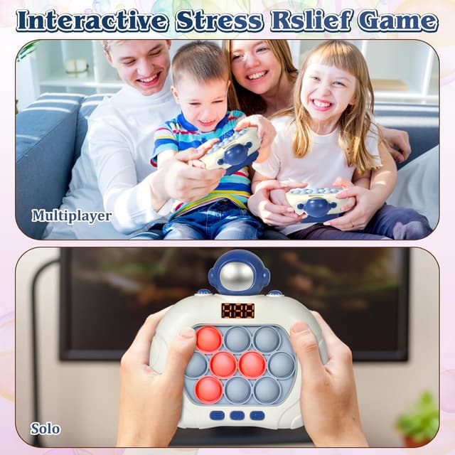 Detalle 2 de GAPER GO Pop Game Light Up Fidget Toy (Astronaut) — LED Screen Handheld Push Pop Puzzle Game for Kids