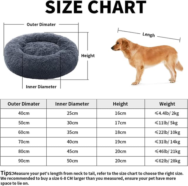 Thumbnail 4 de YOJOGEE Calming Donut Dog Bed 70x70x19cm