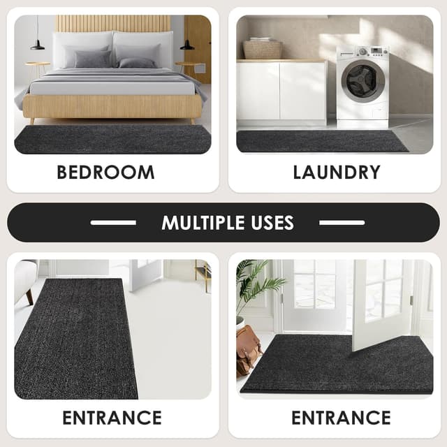 Detalle de FCSDETAIL Dirt Trapper Indoor Door Mat 60 x 90 cm – Machine washable non-slip entrance rug