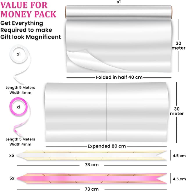 Thumbnail 3 de Huruc Clear Cellophane Roll 80 cm x 30 m