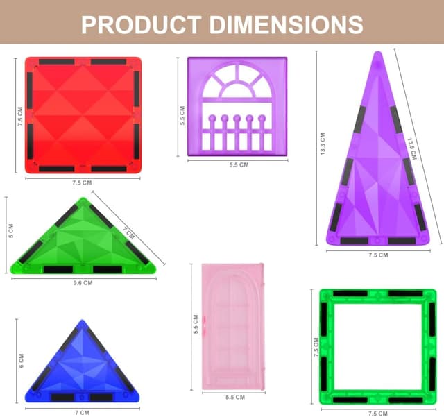 Detalle 2 de Gioco di Blocchi di Costruzione Magnetici con tessere magnetiche STEM Montessori, 42 pezzi (3+ anni)