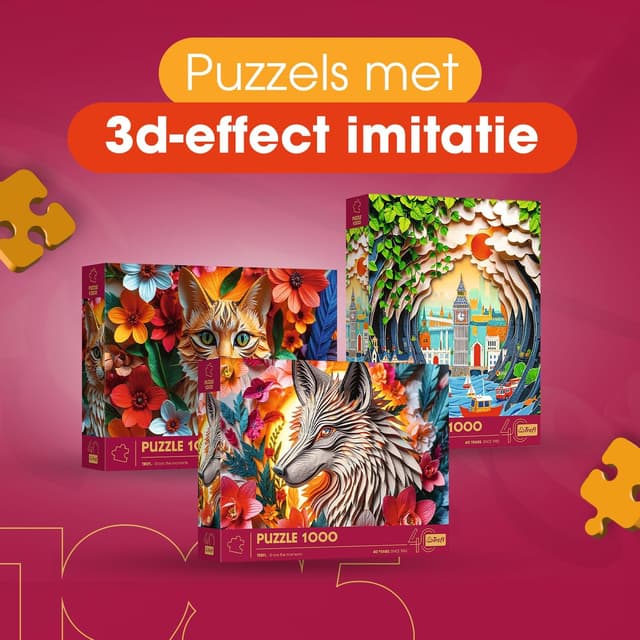 Detalle 2 de Trefl Puzzle Effet 3D Hérisson 1000 pièces (40ème anniversaire) – 683 × 480 mm