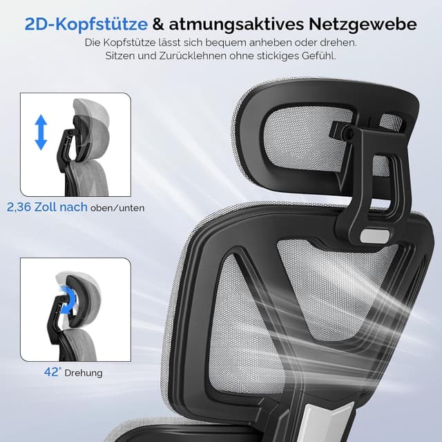 Detalle 2 de Bürostuhl mit Fußstütze und 4D Armlehnen