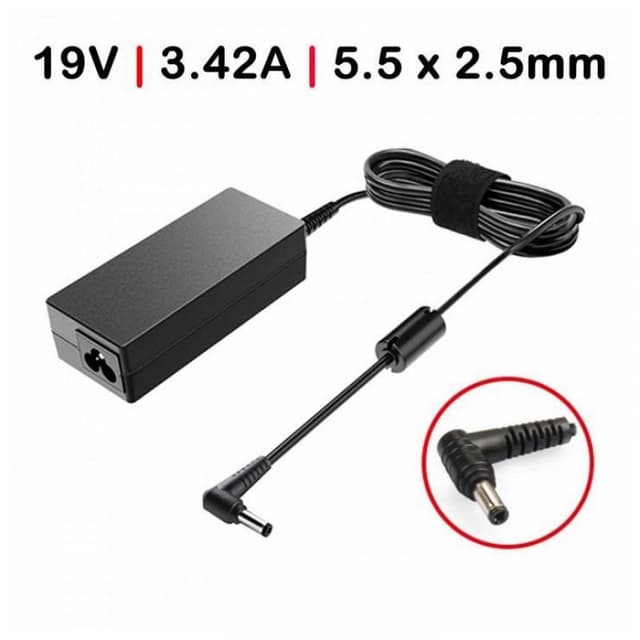 Detalle 2 de Cargador para portátil Asus 19V 3.42A 65W (OEM) con cable de alimentación