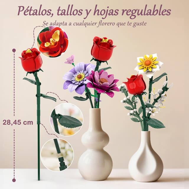 Thumbnail 4 de Set de Construcción de Ramo de Flores 1278 piezas