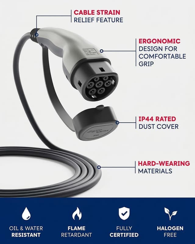 Detalle de Type 2 charging cable 7.4kW 32A 10m