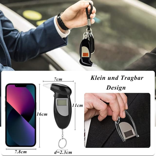 Detalle de Geulieby Alkoholtester Polizeigenau – tragbarer Promilletester mit 30 Mundstücken