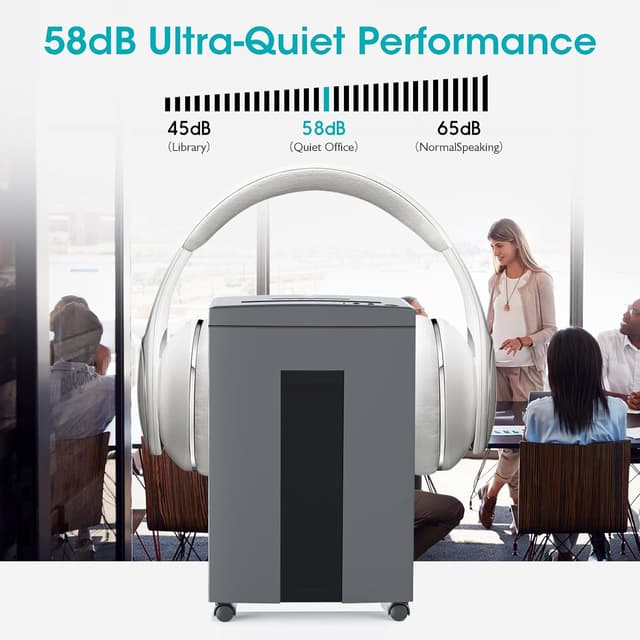 Detalle de Wolverine SD9113 Aktenvernichter mit Super-Kreuzschnitt P4 (18 Blatt) – 60 Min Laufzeit, 22 l Auffangbehälter