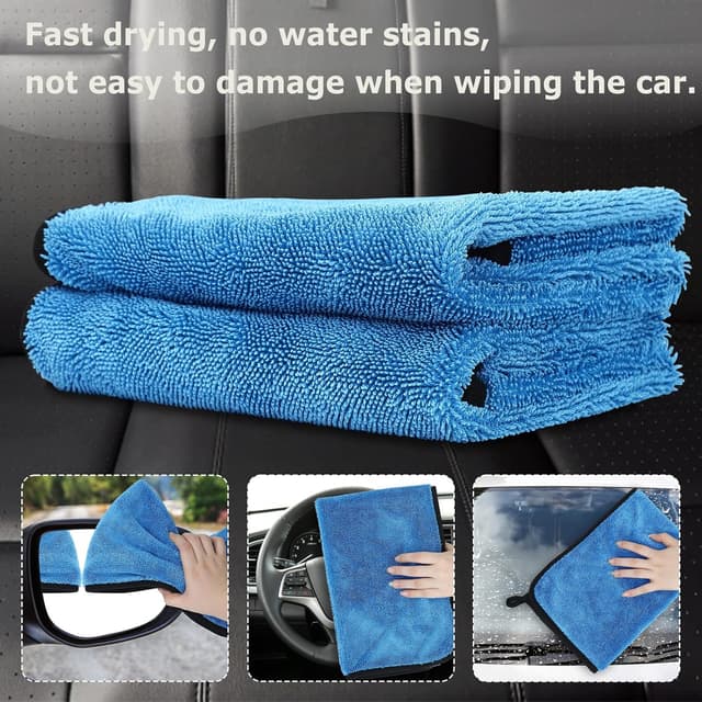 Detalle 2 de WUFANC Trockentuch Dusche 3er Pack (Mikrofasertücher, 60×40 cm) – flusenfrei & streifenarm