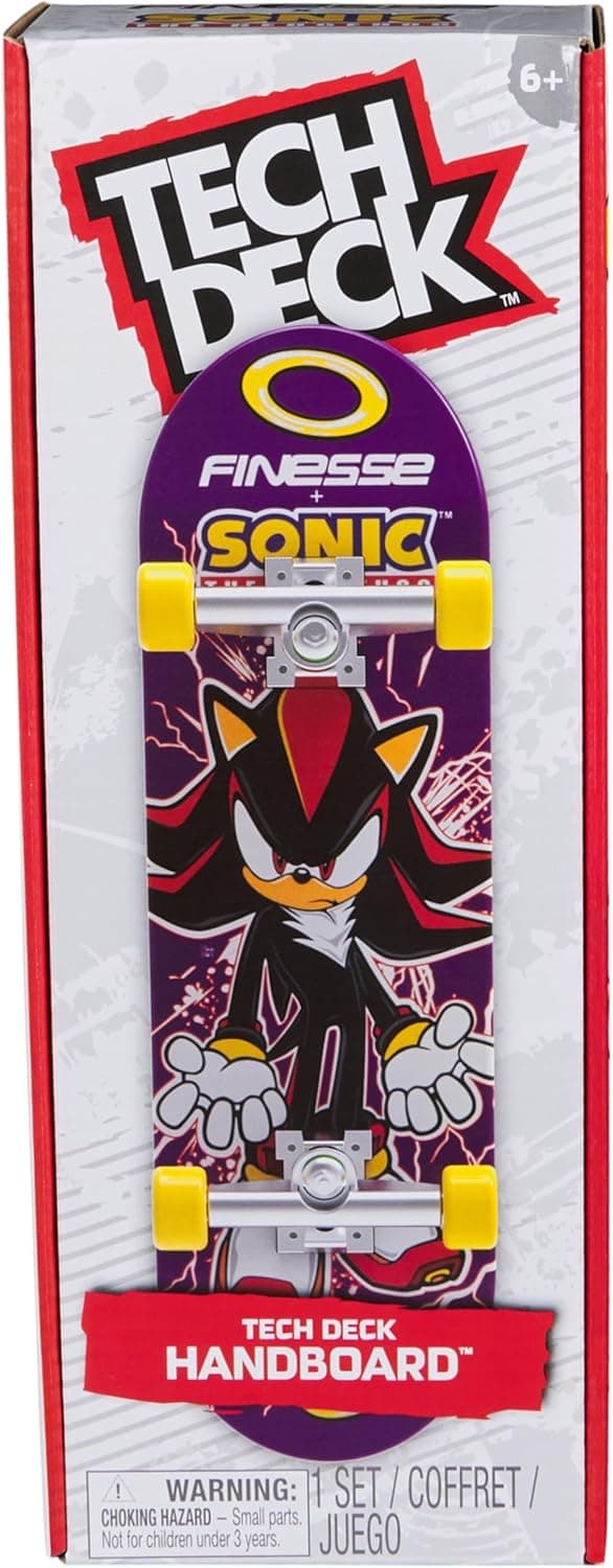 Detalle de Tech Deck Finesse X Sonic The Hedgehog Handboard: mini skateboard da usare solo con le mani
