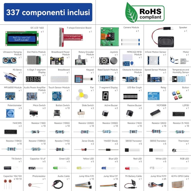 Thumbnail 6 de SunFounder Raspberry Pi Ultimate Starter Kit per Raspberry Pi 4B/3B+ con 161 progetti e 337 componenti