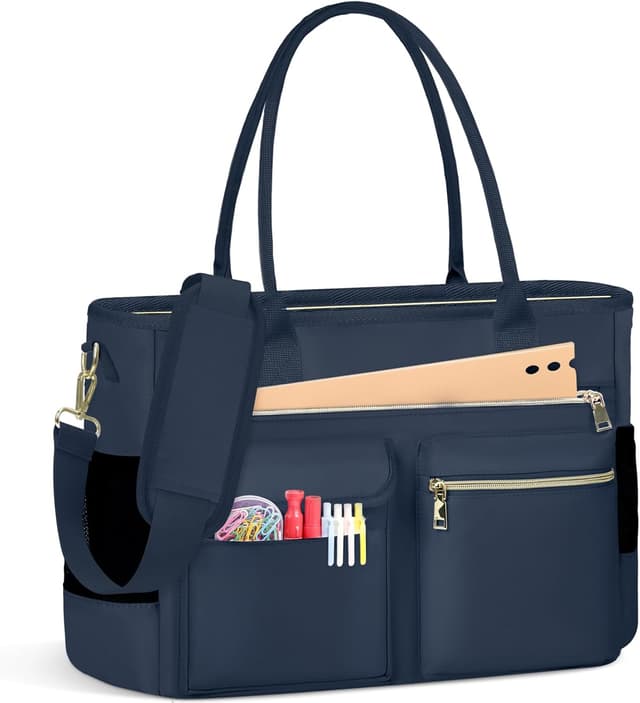Detalle de RAINSMORE 15.6-inch Laptop Tote Bag for Women with Insulated Pockets & Luggage Strap