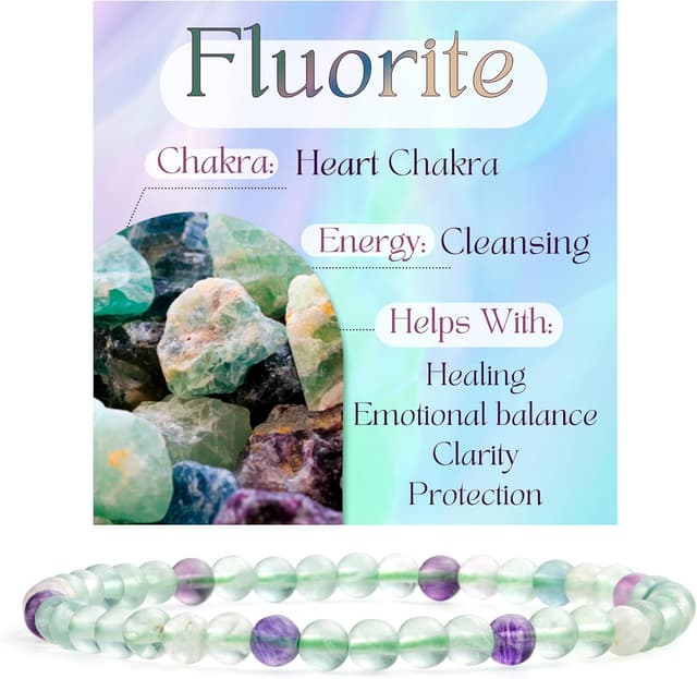 Detalle de Bivei Fluorite braccialetto elastico in cristallo 4 mm da donna, pietra semipreziosa naturale