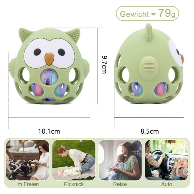 Detalle 2 de Baby Beißring und Rassel 3-teilig ab 0 Monaten