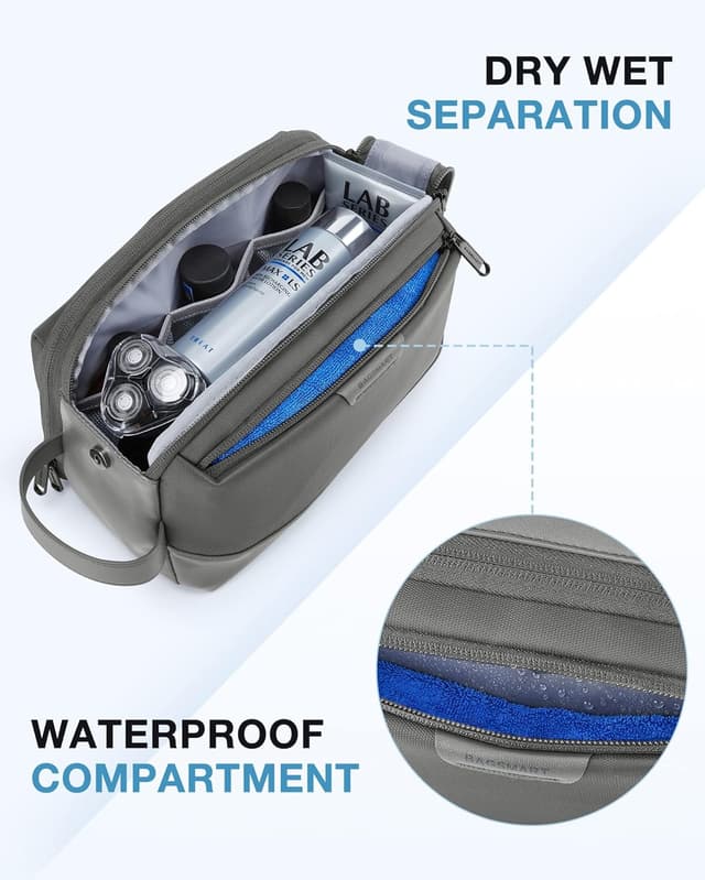 Detalle de BAGSMART men’s toiletry bag (dopp kit) – water-resistant travel wash bag in grey