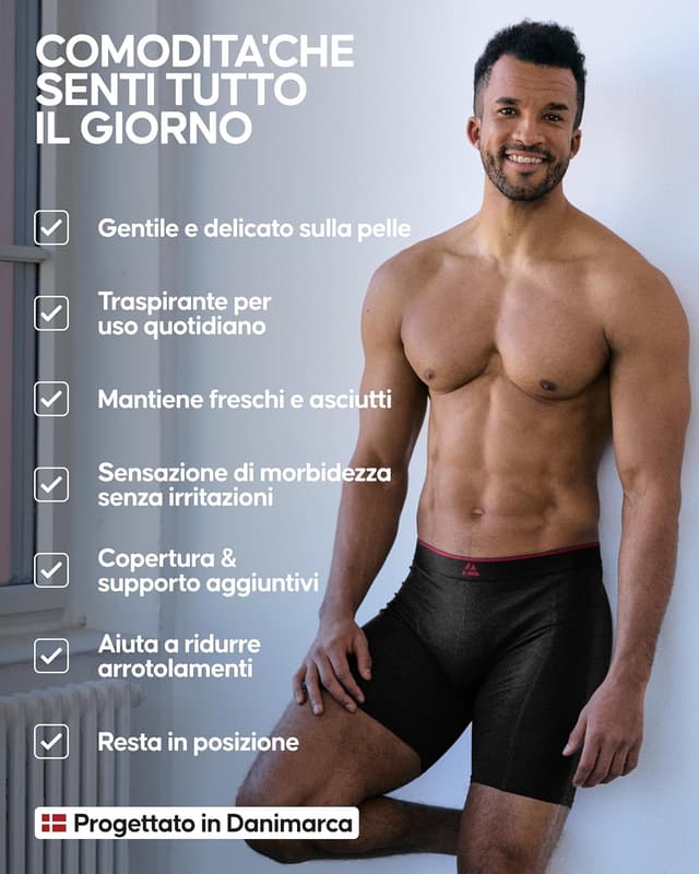 Thumbnail 3 de DANISH ENDURANCE Boxer Uomo Lunghi in bambù 3 o 6 paia