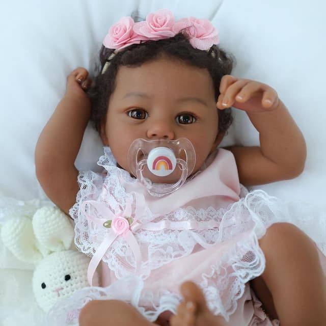 Detalle de KSBD Reborn Baby Doll Black Girl 18-Inch