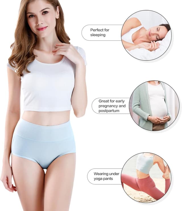 Detalle 2 de wirarpa Damen-Unterhosen aus Baumwolle im 5er-Set – High Waist Taillenslip mit weich umschlossenem Bund