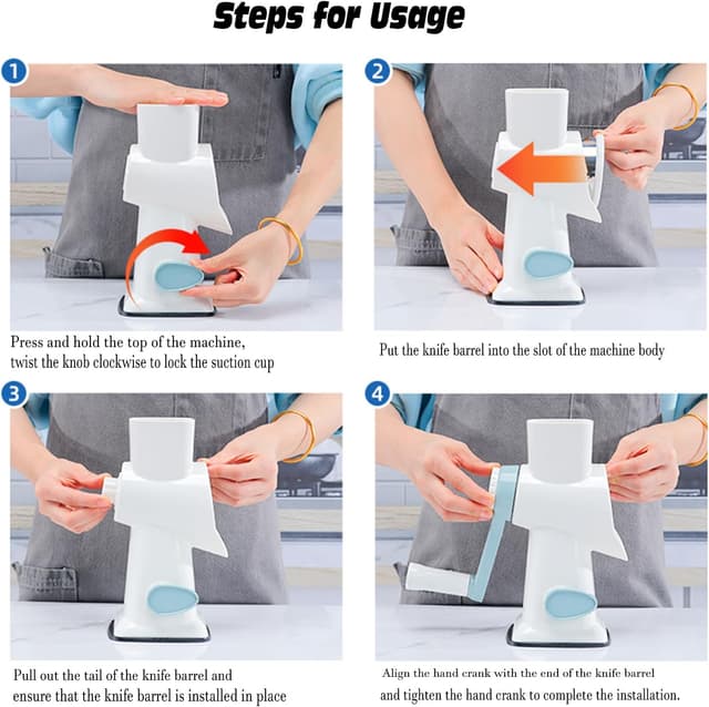 Detalle 2 de Eleko Meyar Cheese Grater with Handle Manual Rotary 1️⃣🧀