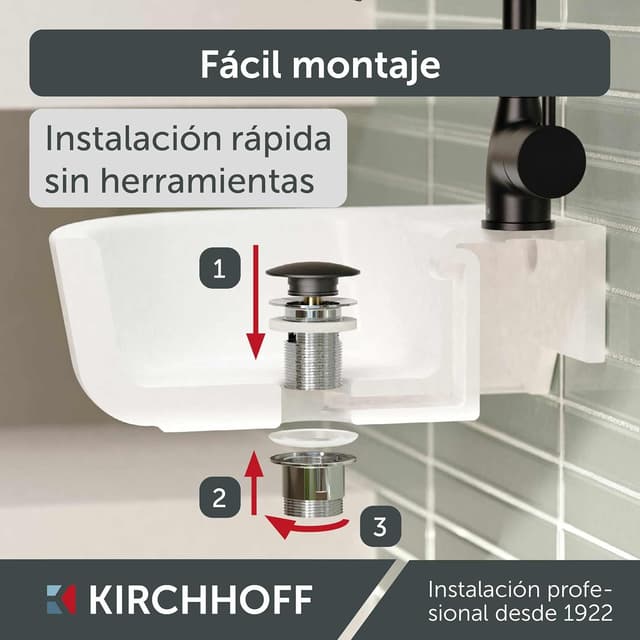 Thumbnail 2 de KIRCHHOFF Tapón Universal para Lavabo Pop Up 98807420 🚰