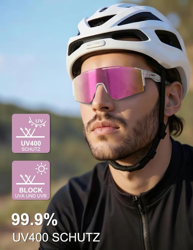 Detalle de DUDUKING Fahrrad-Sonnenbrille mit UV400-Schutz und Baseball-Brillenrahmen (31 g)