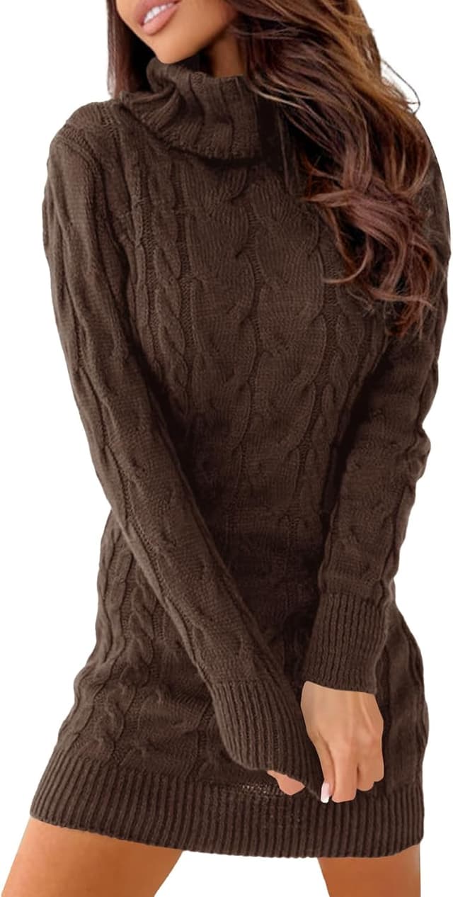 Detalle de Cable Knit Turtleneck Sweater Dress