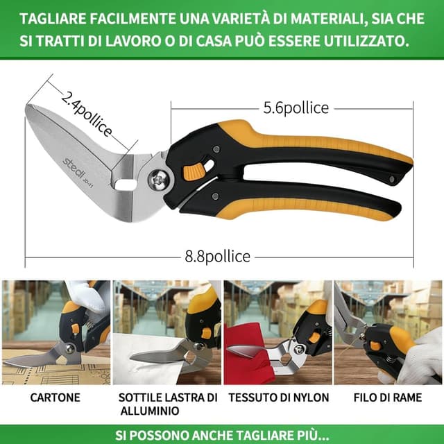 Detalle 2 de Stedi forbici per tappeti da 22 cm, universali con lame dentellate in acciaio inox carbonizzato