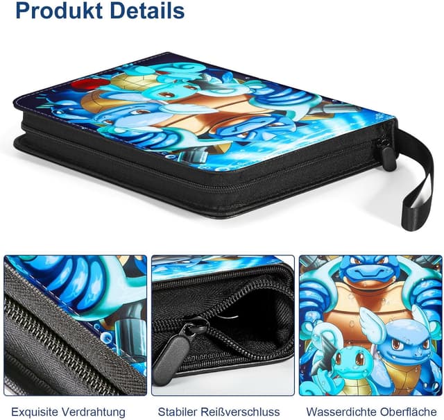 Detalle 2 de Sammelalbum für Pokémon Karten – 50 Seiten mit Platz für 900 Sammelkarten, tragbarer Ordner mit Reißverschluss