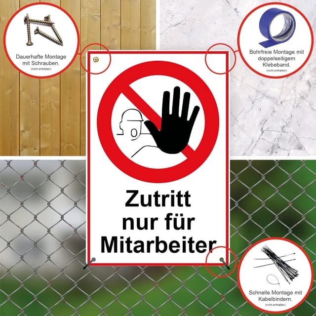 Detalle de STROBO XXL Zutritt nur für Mitarbeiter 30 x 40 cm