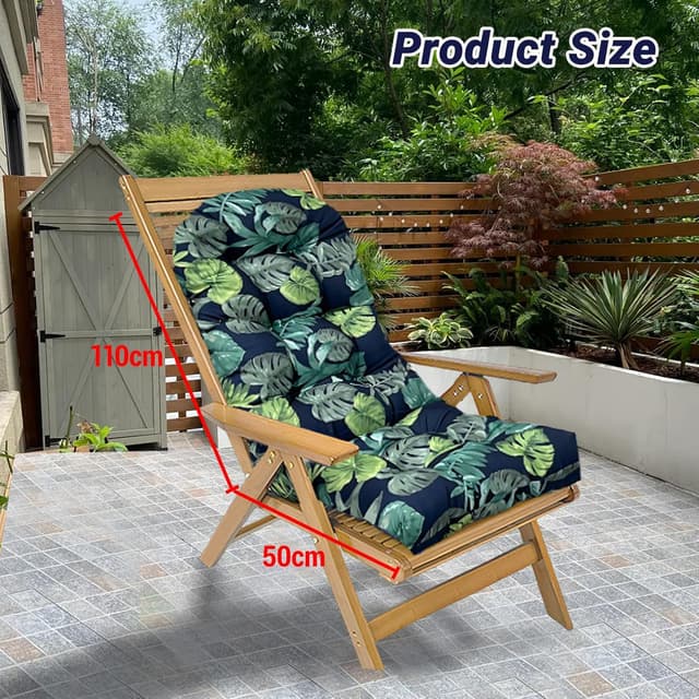 Detalle de GOZYLA Replacement Cushions for Outdoor Furniture (Waterproof) – High Back Patio Chair Pads, 110 x 50 cm