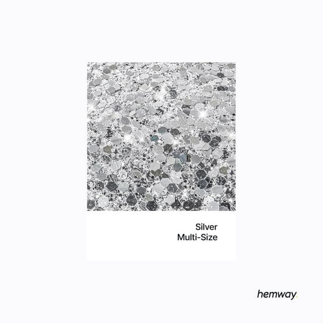 Detalle 2 de Hemway Silver Glitter Shaker (120g) – Multi-size metallic flake glitter for resin, epoxy & crafts