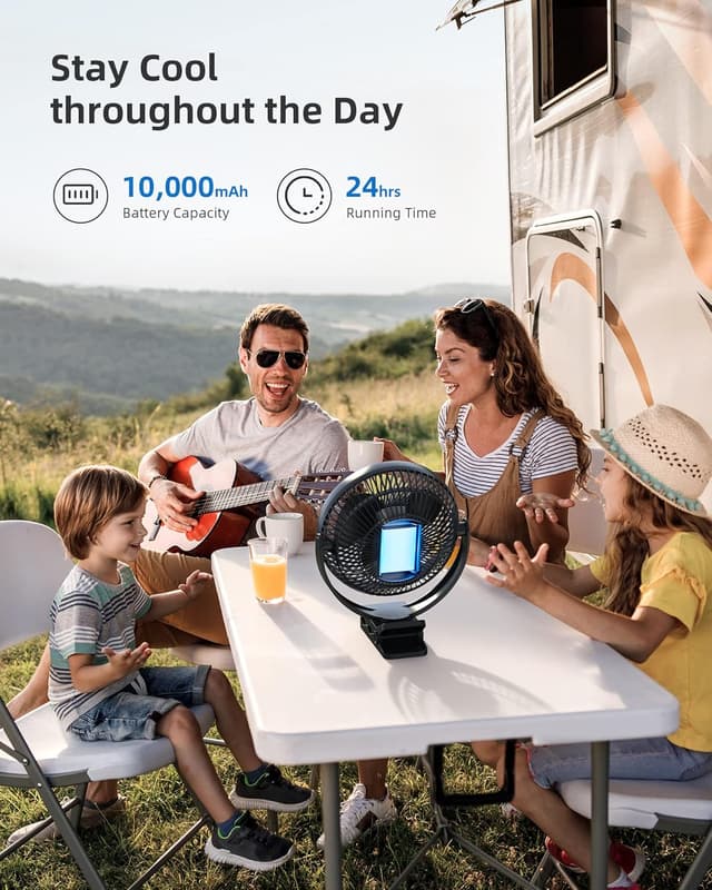 Thumbnail 2 de Koonie 8‑Inch Clip-On Fan 10000mAh Rechargeable 🔌🌀