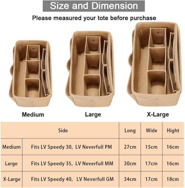 Thumbnail 5 de Betoores XL Felt Bag Organiser insert for Speedy tote