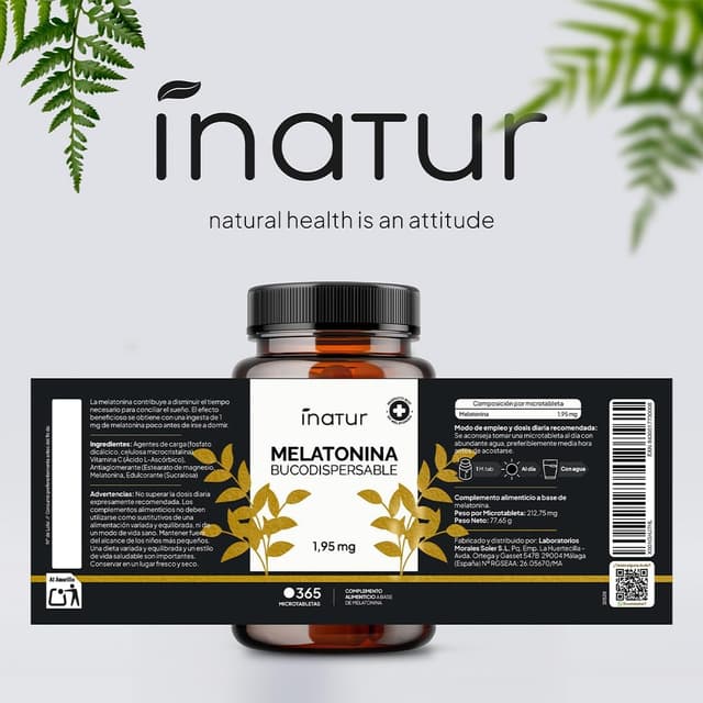 Detalle 2 de Inatur Melatonina Pura 1,9 mg Bucodispersable, 365 microtabletas