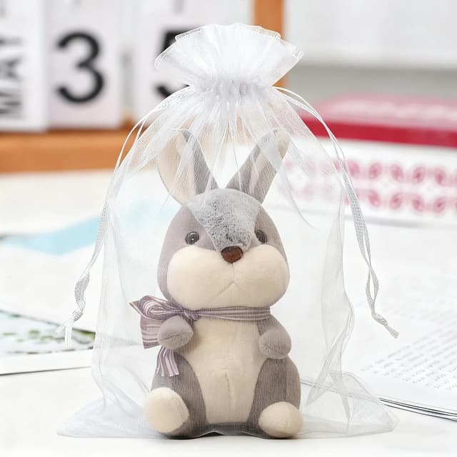 Detalle de MAOOY 100 Organzasäckchen 25x35 cm in Weiß mit Kordelzug – kleine Beutel zum Befüllen