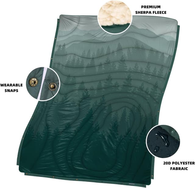 Thumbnail 6 de KawaGebo Kamp Campingdecke Outdoor Reisedecke ultraleicht, wasserabweisend, inkl. wasserdichter Beuteltasche (200x145 cm)