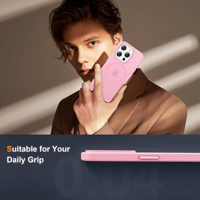 Thumbnail 6 de ORETECH Hülle für iPhone 14 Pro Max (6,7 Zoll) – Mag-Safe-kompatibel, stoßfest mit 2 Displayschutzfolien und Kameraschutz, hellrosa