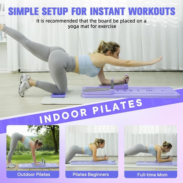 Detalle de Ohkanki Pilates Reformer Set (6 in 1) Folding Pilates Board for Home Workouts