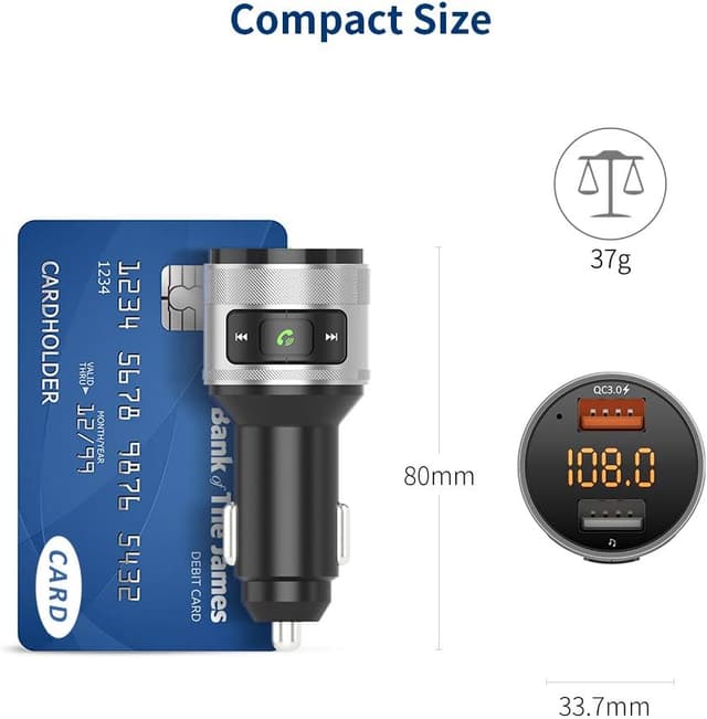 Thumbnail 6 de ZeaLife Bluetooth FM Transmitter with QC 3.0 fast charging and dual USB ports (car charger & music player)