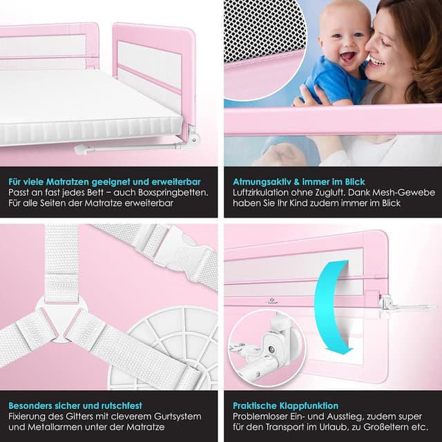 Thumbnail 2 de KESSER® Riel de Cuna para Niños 100cm - 🌸 Rosa