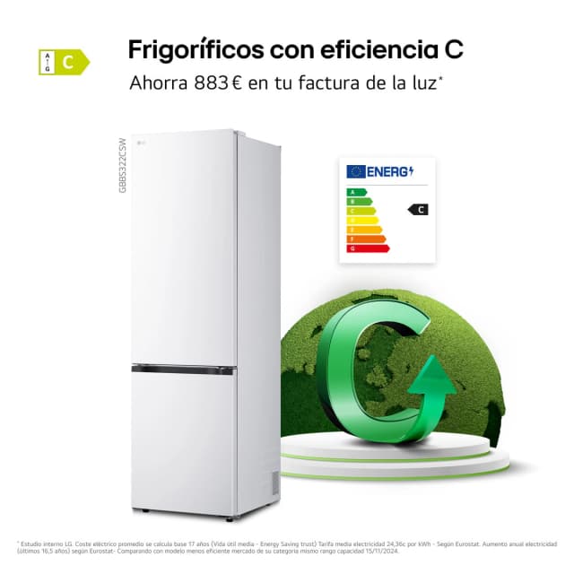 Detalle 1 de LG GBBS322CSW frigorífico combi DoorCooling+ 2,03 m